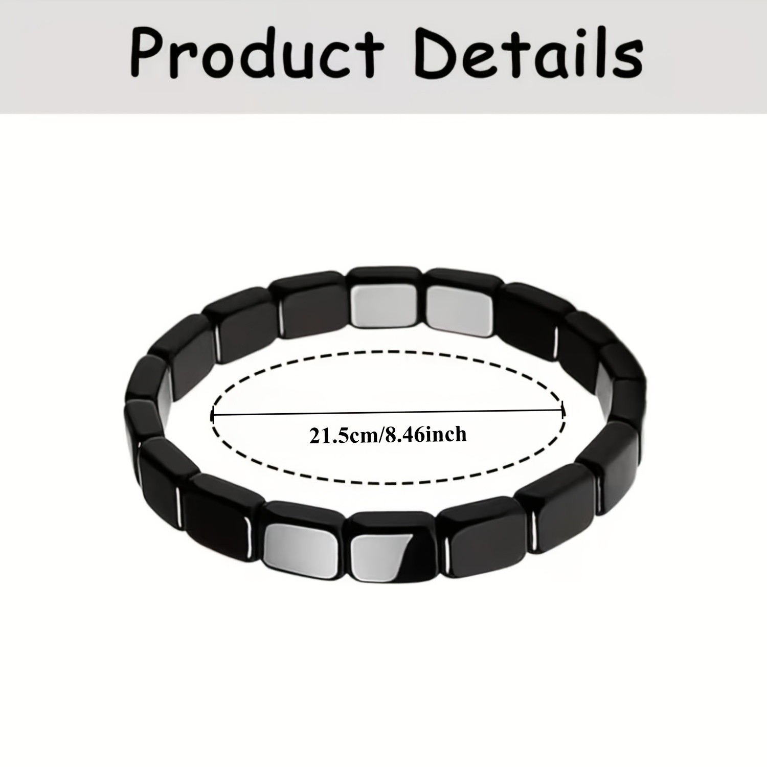 Elastic Hematite & Black Beaded Bracelet, Bohemian Style